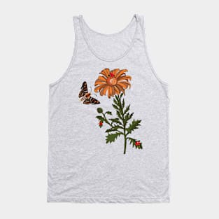 botanical illustration of plants, butterflies and ladybirds Tank Top